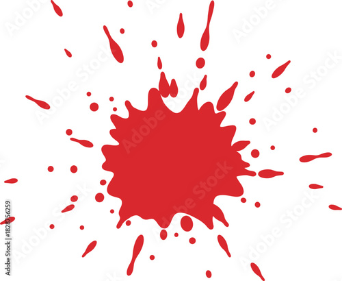 Flat Graphic Red Color Ink Splatter Shape Isolated Element