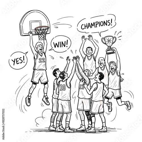 Basketball team celebrating The NBA Cup and holding trophy in joy  