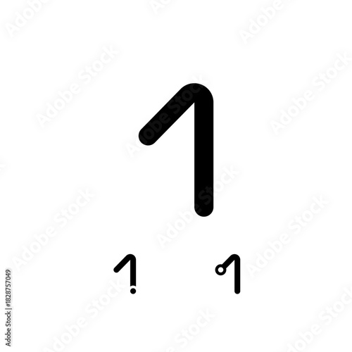 Technical number 1, digital cyber numeral one, including set of three different number, vector illustration 10EPS