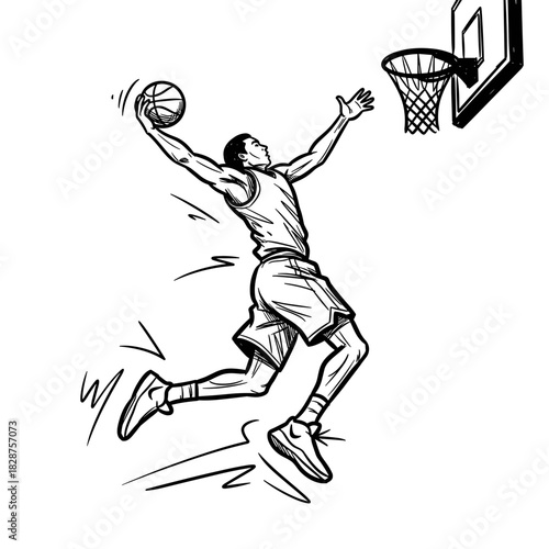 Basketball player jumping to score in the NBA Cup match  