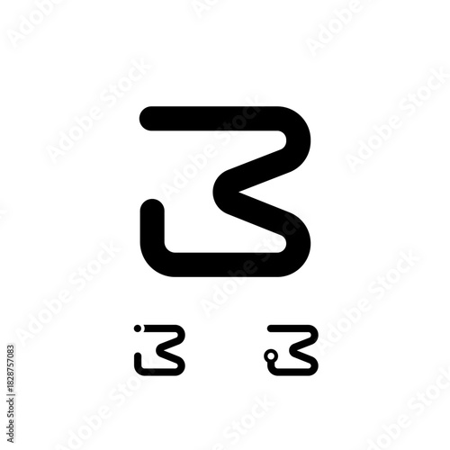 Technical number 3, digital cyber numeral three, including set of three different number, vector illustration 10EPS