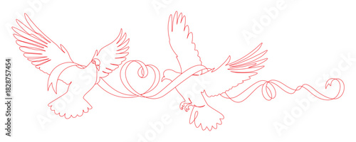 dove as a symbol of love and affection with vector line art style.eps