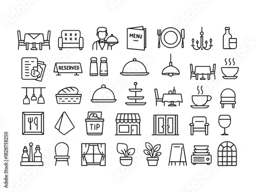 Coffee Shop Barist and Espresso Line Icons Set - Coffee Maker Bean and Beverage Vector