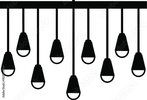 Modern chandelier with multiple hanging pendant light bulbs in a clean silhouette style