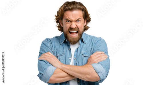 Anger Unleashed: A man displays raw emotion as he conveys an intense state of frustration, the image capturing the unbridled fury and emotional intensity.
