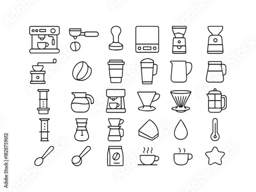 Beverage Juice and Coffee Glyph Icons Set - Cocktail Tea Bar and Drink Menu Vector