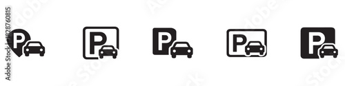 Car parking vector icons. Parking and traffic signs isolated on white background. Vector illustration. Vector Graphic. EPS 10