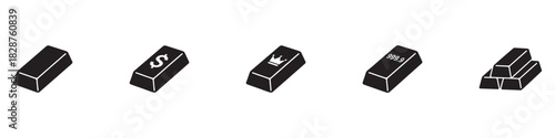 Set of gold bar icons. Business Trading Finance. Gold bars or ingot. Vector illustration. EPS 10