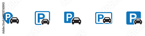 Car parking vector icons. Parking and traffic signs isolated on white background. Vector illustration. Vector Graphic. EPS 10