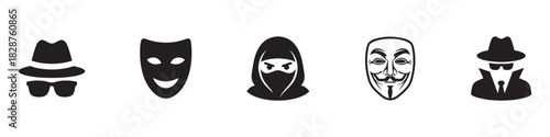 Hacker icon. Spy agent sign, symbol, logo, illustration. Flat design style isolated on white.