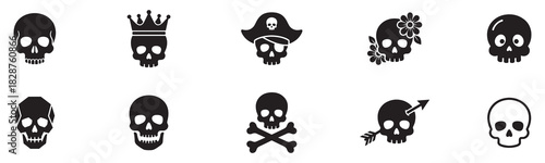 Skull and crossbones. Skull vector icons. Human skull with crossbones. Vector Illustration. Vector Graphic. EPS 10