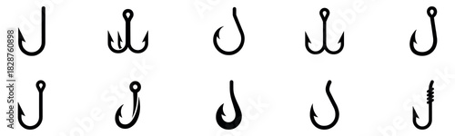 A collection of hook icons set. Catch fish symbol. Hook icon. Vector illustration. EPS 10