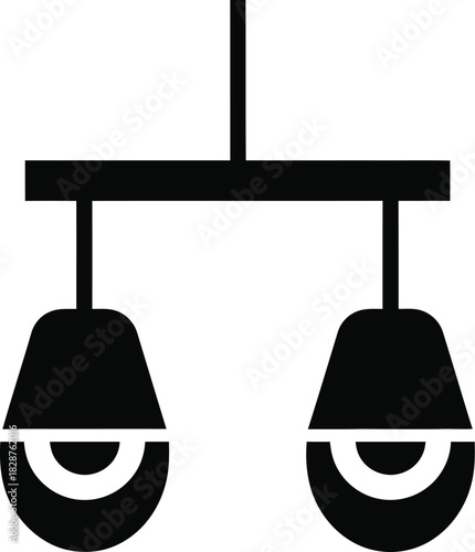 Minimalist black silhouette of a modern double pendant light fixture