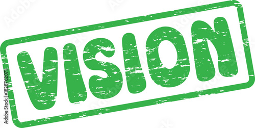 Dynamic Green Distressed VISION Word Stamp for Future Planning and Strategic Goals