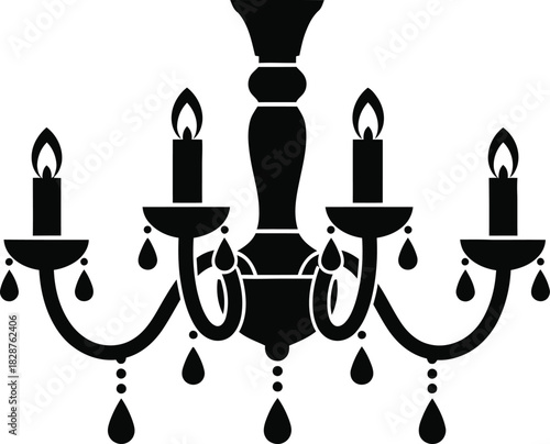 Elegant five arm candelabra chandelier with dripping crystal accents silhouette