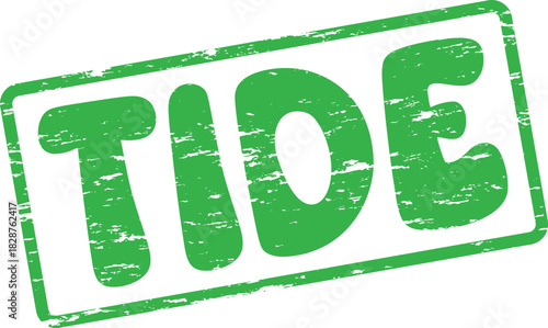 Green Tide Word with Authentic Distressed Grunge Texture Inside a Rectangular Frame