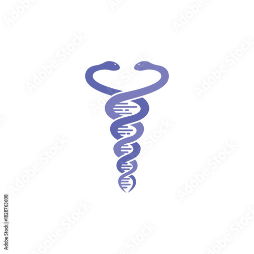 caduceus icon with DNA logo design