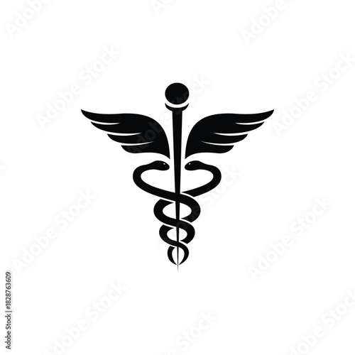 Medical Snake Logo Design. Caduceus icon