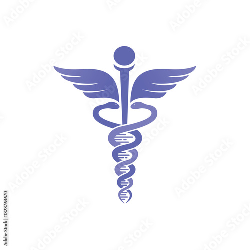 DNA logo design and caduceus Icon