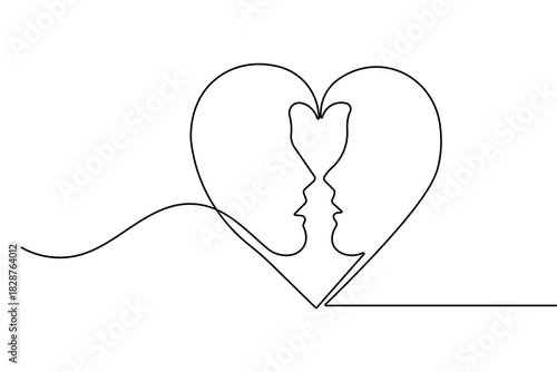 Love shape simple one line art valentine's day minimal outline romantic vector design
