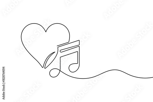 Love shape simple one line art valentine's day minimal outline romantic vector design
