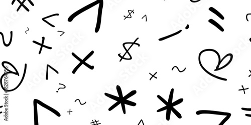 Hand drawn common symbols abstract art background