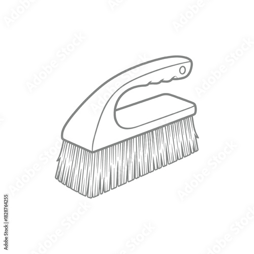 Household Cleaning Brush Line Art Illustration