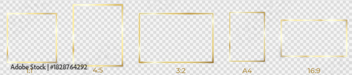 Golden Frame Rounded Corner Mockup Set.Modern Soft Edge Gold Border Collection.
