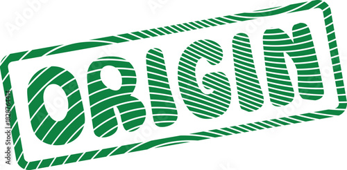 Authentic origin green rubber stamp impression for official documentation and product labeling