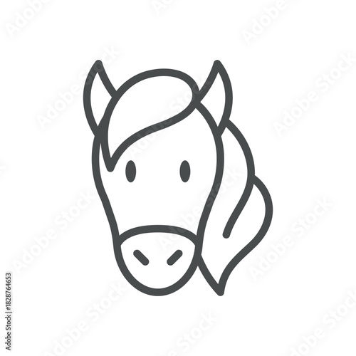 Horse Milk Animal Icon. Thin Line Illustration of Mare Head with Mane for Traditional Kumis Dairy, Farming and Rural Nutrition. Isolated Horse Head Vector Linear Icon.
