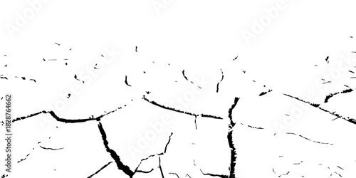 High-contrast cracked earth texture in black and white, showing deep fractures and dried soil patterns. Perfect for backgrounds, drought concepts, environmental designs, and abstract graphic use.