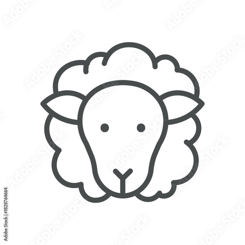 Sheep Milk Animal Icon. Thin Line Illustration of Woolly Sheep Head for Dairy Farm, Cheese Making and Countryside Nutrition. Isolated Sheep Head Vector Linear Icon.

