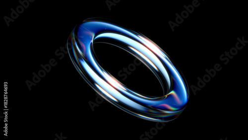 Photos Abstract Glass Circle Transparent Chromatic Aberration on Black Background