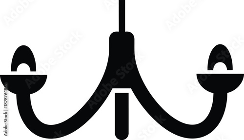 Classic chandelier with four arms and candle holders silhouette