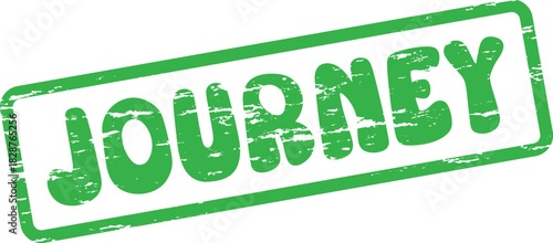 Progressive green distressed rubber stamp impression displaying the meaningful word JOURNEY and its path