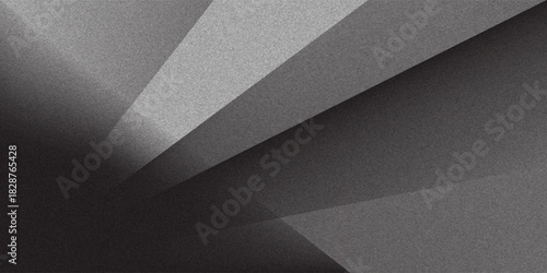 Black white dark gray silver abstract pattern background. Geometric shape. Line triangle angle fold polygon diamond 3D. Gradient. Rough grain noise. Light shadow. Matte shimmer. Design. Minimum.