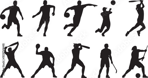 Diverse Athletes in Dynamic Silhouettes Engaging in Various Sports