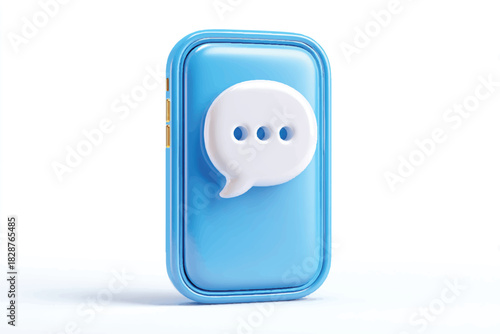 Blue smartphone with a speech bubble for communication metaphor usage