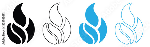 Modern coffee bean logo set for cafe branding and product design,Coffee bean icon isolated,Line bean icon. Morning coffee vector. Black line grain icon design. Coffee sign or symbol line design