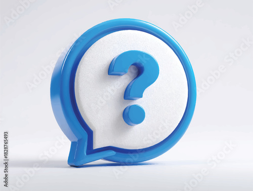 Blue Question Mark Inside a Speech Bubble on White Background