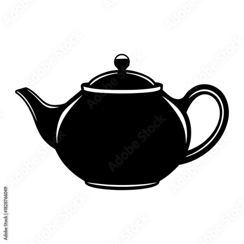Elegant black silhouette of a classic teapot icon illustration