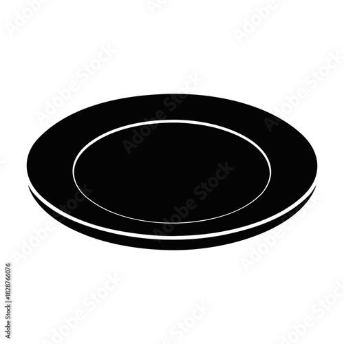 Empty plate silhouette for dining, kitchen, food design icon.
