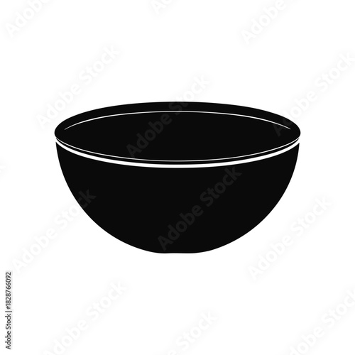 Simple black silhouette of an empty bowl, essential kitchen item