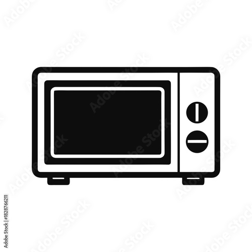 Microwave oven icon, kitchen appliance symbol, simple black outline