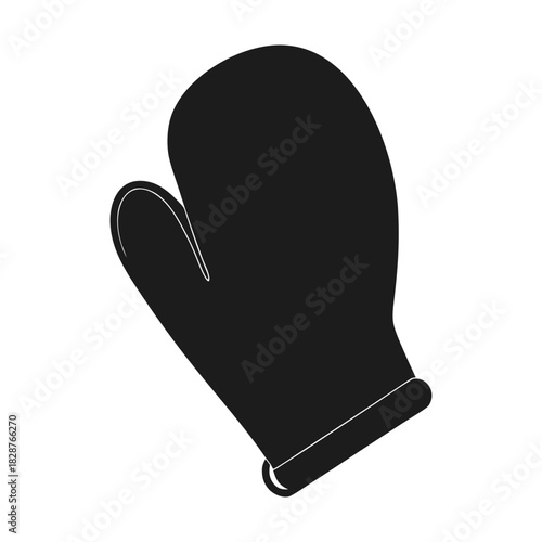 Black oven mitt icon for kitchen safety and cooking protection