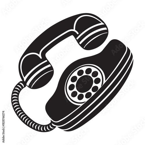 Vintage Rotary Telephone Icon Retro Landline Phone Symbol Classic Telephone Vector Illustration