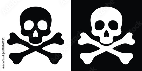 skull and crossbones silhouette vector, skull death vector icon