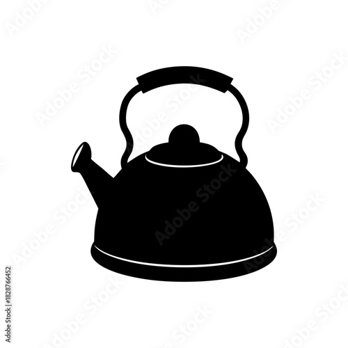 Black silhouette of a traditional stovetop kettle icon design