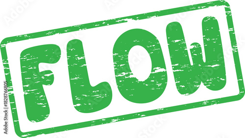 Energetic Flow Word Stamp Emblem Representing Movement and Seamless Continuity