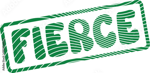 Dynamic Fierce Word Stamp Emblem for Expressing Strong Power and Energy